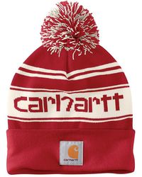 Carhartt - Knit Pom Cuffed Logo Beanie - Lyst