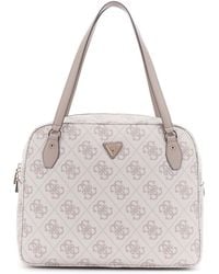 Guess - Sac shopper sac de voyage pour ordinateur portable Travel Tote Dark Taupe Logo gris clair - Lyst