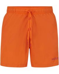 HUGO - Fully Lined Swim Shorts With Logo Print - Lyst