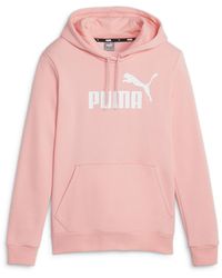 PUMA - Sudadera con Capucha Mujer Essentials Logo FL XS Peach Smoothie Pink - Lyst