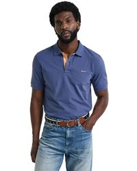 GANT - Marineblaues Piqué-Polo Mit Kontrastdetails - Lyst