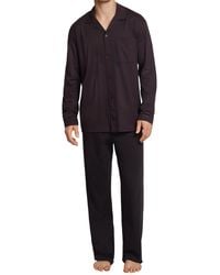 Schiesser - Langer Pyjama Schlafanzug Lang - 160002, Größe :58, Farbe:Espresso - Lyst