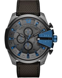 DIESEL - Chronograph Quartz Watch With Stainless Steel And Leather Strap Dz4344 - Lyst