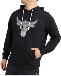 Under Armour - S Project Rock Terry Hoodie Black/white L - Lyst