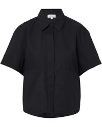 S.oliver - Verkürzte Hemdbluse im Relaxed Fit mit aufgesetzten Taschen schwarz 46 - Lyst