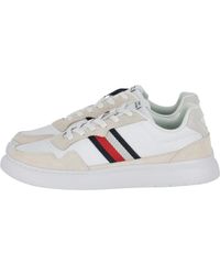 Tommy Hilfiger - Light Cupsole Leather Mix Stripes Trainers - Lyst