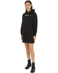 Calvin Klein - Ck Slogan Hoodie Dress Hoodie Dresses Black - Lyst