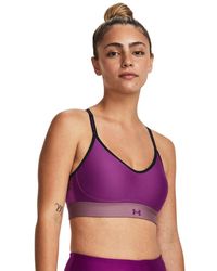 Under Armour - S Covered Low Impact Sports Bra Purple M - Lyst