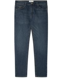 Springfield - Slim 5 Zakken Denim Van Donker Gebreid Met Plooien Aan De Voorkant - Lyst