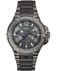 Guess - Quartz Watch With Black Dial Analogue Display And Black Stainless Steel Bracelet W0218g1 - Lyst