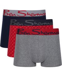 Ben Sherman - Boxer Shorts in Grey/Red Print/Navy | Cotton Trunks with Elasticated Waistband Boxershorts - Lyst