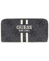 Guess - Laurel Ii Slg Large Zip Around Wallet L Coal Logo - Lyst
