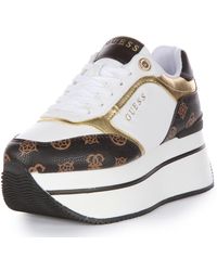 Guess - Scarpe Donna Sneaker camrio Platform White/Brown multilogo D24GU06 FL7CMRFAL12 - Lyst