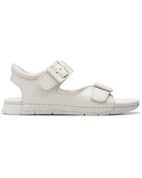 Clarks - Baha Beach K. Leather Sandals In White Standard Fit Size 8 - Lyst