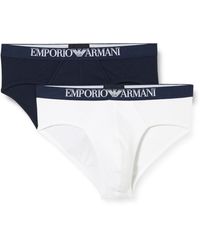 Emporio Armani - Two-pack Of Ribbed Cotton Briefs With Logo Band - Lyst