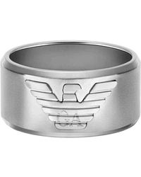 Emporio Armani - Ring aus silberfarbenem Edelstahl - Lyst