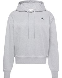 Calvin Klein - Donna Felpa con Cappuccio Monogram Terry con Logo - Lyst
