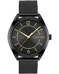 Calvin Klein Montre Analogique à Quartz pour avec Bracelet milanais en Acier Inoxydable Noir - 25200194