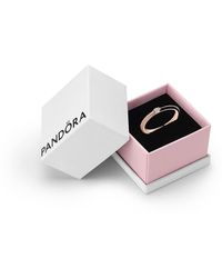 PANDORA - Me 14k Rose Gold-plated Pavé And Black Ring With Cubic Zirconia - Lyst