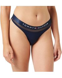Tommy Hilfiger - Algodón Tanga de Cintura Elástica Distintiva con Inserción De Malla - Lyst