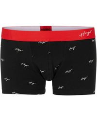 HUGO - Low-rise Trunks In Stretch Cotton With Handwritten Logos - Lyst