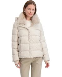 Tahari - Short Quilted Puffer Jacket With Faux Fur Collar & Detachable Hood - Lyst