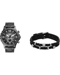 Fossil - Orologio da uomo Nate Grigio in acciaio inossidabile e bracciale Bronson color argento - Lyst