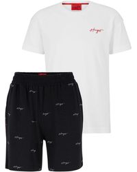 HUGO - Organic-cotton Pyjama Set With Handwritten Logos - Lyst