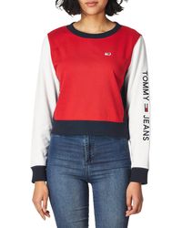 Tommy Hilfiger Cotton Regular Graphic Crewneck Sweatshirt in Red - Lyst