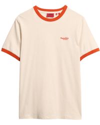 Superdry - Essential Ringer-T-Shirt mit Logo Haferfarben/Denim Co Rost S - Lyst