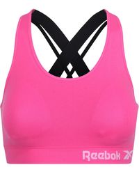 Reebok - S Seamless Crop Top In Pink With Crossover Branded Straps - Lyst