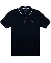 Ben Sherman - Ben-sherman S Smart Retro Textured Knitted Cotton Polo Shirt 59361- Navy Blue - Lyst