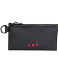 HUGO - S Subway 3.0 Card Zip Coin Case In Grained Leather With Logo Detailing - Lyst