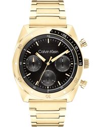 Calvin Klein - Orologio Analogico Multifunzione al Quarzo da Uomo Collezione CK FLEX con Cinturino in Acciaio Inossidabile dorato - Lyst