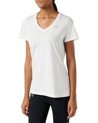 Under Armour - Tech Short Sleeve V - Solid, Ademend Loopshirt Voor Vrouwen, Korte Mouwen Trainingsshirt Met Losse Pasvorm. L - Lyst