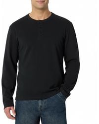Amazon Essentials - Men's (demi's Pick) Relaxed-fit Long-sleeve Henley, Black, Xxl - Lyst