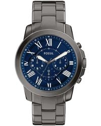 Fossil - Grant Chronograph Gunmetal Stainless Steel Watch - Lyst