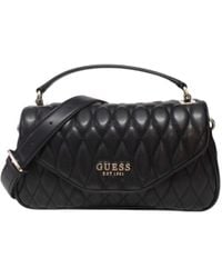 Guess - Schoudertas Handtas Valla Top Handle Flap Bag Black Zwart - Lyst