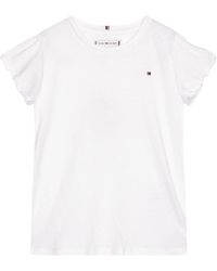 Tommy Hilfiger - Essential Ruffle Sleeve Top S/S KG0KG07052 Camisetas de Punto de ga Corta - Lyst