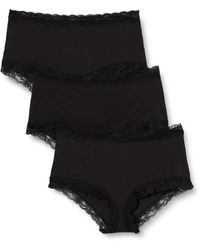 Iris & Lilly Cotton And Lace High Waist Knickers - Black