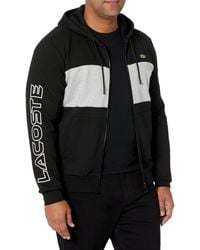 Lacoste - Taping Full Zip Hooded Sweatshirt Felpa con Cappuccio - Lyst