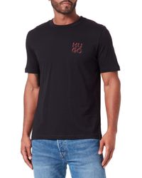 HUGO - Dimento Regular-Fit T-Shirt aus Baumwoll-Jersey mit Stack-Logo Schwarz M - Lyst