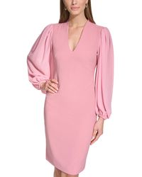 Vince Camuto - Stretch Crepe Bodycon Dress With Chiffon Balloon Sleeves (Mauve) Dress - Lyst