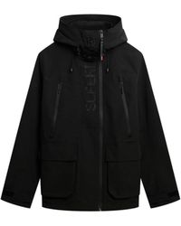 Superdry - Kapuzen-Windbreaker mit Stickerei Mattschwarz XL - Lyst