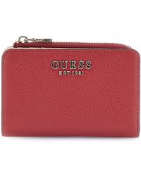 Guess - Geldbörse Laurel II SLG Zip Around Card Case Garnet rot - Lyst