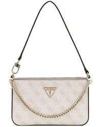 Guess - Noelle Mini Top Zip Shoulder Bag bone logo - Lyst