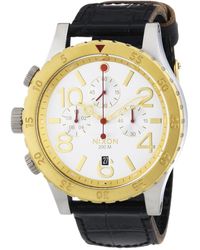 Nixon - Watch Xl 48–20 Chronograph Gold Black Dial Chronograph Display And Silver Leather A 3631884–00 - Lyst