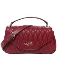 Guess - Schoudertas Handtas Valla Top Handle Flap Bag Red Donkerrood - Lyst