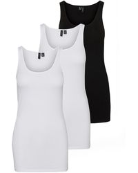 Vero Moda - Women's Top (pack Of 3), White / Black (2 X Bright White / 1 X Black)., S - Lyst