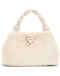 Guess - Sac à épaule bandoulière sac à main Shaida Top Handle Flap Crossbody Bag Stone écru - Lyst